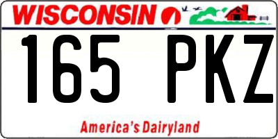 WI license plate 165PKZ
