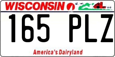 WI license plate 165PLZ