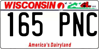 WI license plate 165PNC