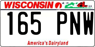 WI license plate 165PNW