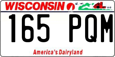 WI license plate 165PQM