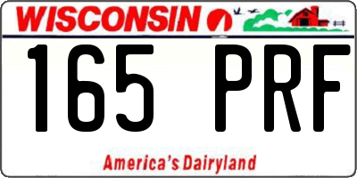 WI license plate 165PRF