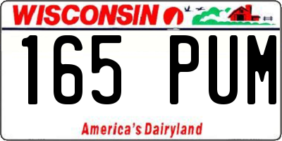 WI license plate 165PUM