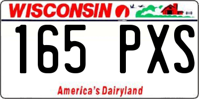 WI license plate 165PXS
