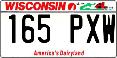 WI license plate 165PXW