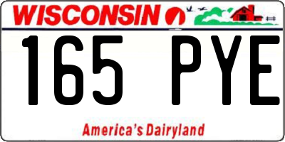 WI license plate 165PYE