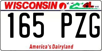 WI license plate 165PZG