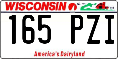 WI license plate 165PZI