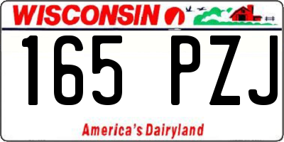 WI license plate 165PZJ