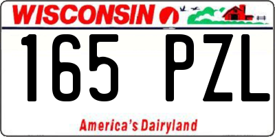 WI license plate 165PZL