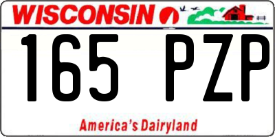 WI license plate 165PZP