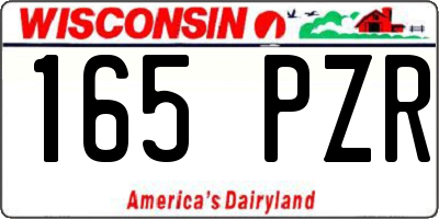 WI license plate 165PZR