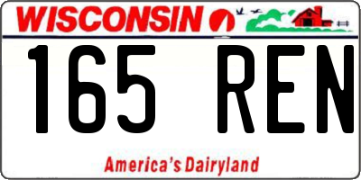 WI license plate 165REN