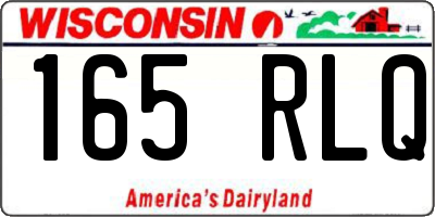 WI license plate 165RLQ