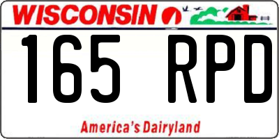 WI license plate 165RPD