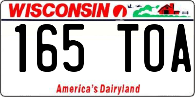 WI license plate 165TOA