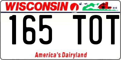 WI license plate 165TOT