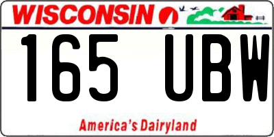 WI license plate 165UBW