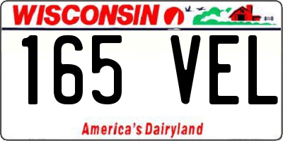 WI license plate 165VEL