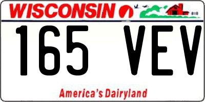 WI license plate 165VEV