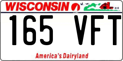 WI license plate 165VFT