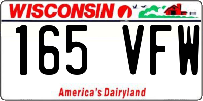WI license plate 165VFW