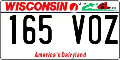 WI license plate 165VOZ