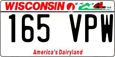 WI license plate 165VPW