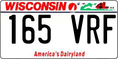 WI license plate 165VRF