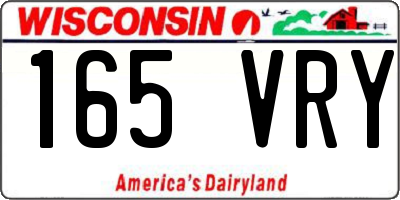 WI license plate 165VRY