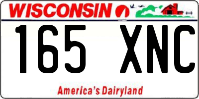 WI license plate 165XNC