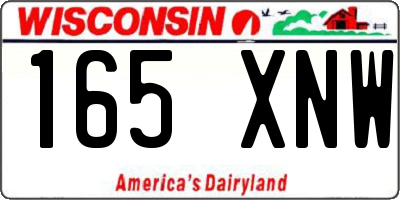 WI license plate 165XNW