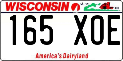 WI license plate 165XOE