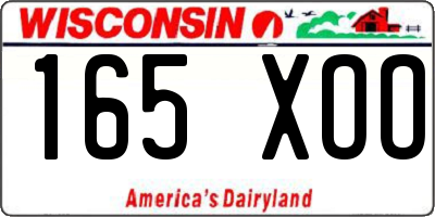 WI license plate 165XOO