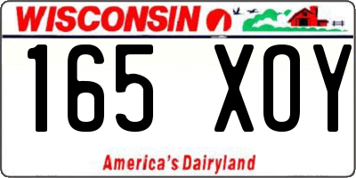 WI license plate 165XOY