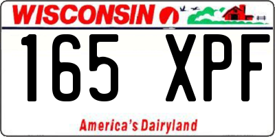 WI license plate 165XPF