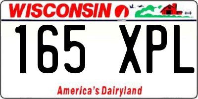 WI license plate 165XPL