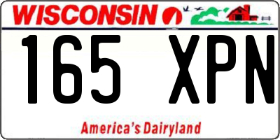 WI license plate 165XPN