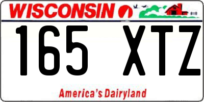 WI license plate 165XTZ