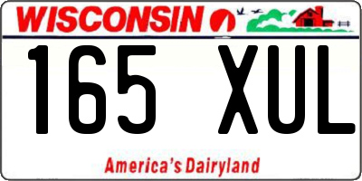 WI license plate 165XUL