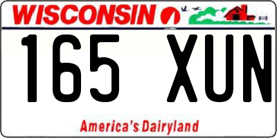 WI license plate 165XUN