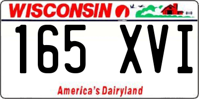 WI license plate 165XVI