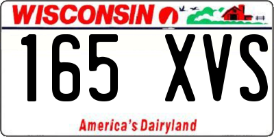 WI license plate 165XVS