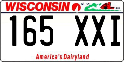 WI license plate 165XXI