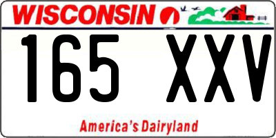 WI license plate 165XXV