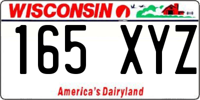 WI license plate 165XYZ