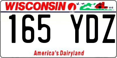 WI license plate 165YDZ