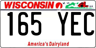 WI license plate 165YEC