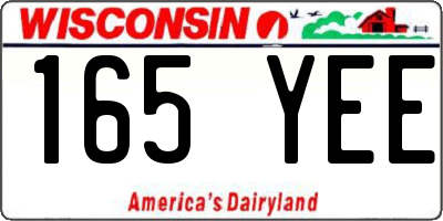 WI license plate 165YEE