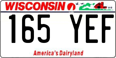 WI license plate 165YEF